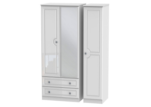 Taurus Gloss 3 Door 2 Drawer Mirror Wardrobe