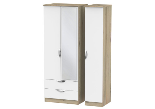 Libra 3 Door 2 Drawer Mirror Wardrobe