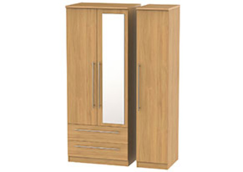 Gemini 3 Door 2 Drawer Mirror Tall Wardrobe