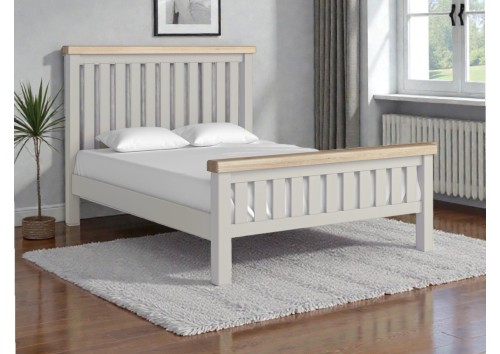 Hexham 4'6" Double Grey Painted & Oak Bed Frame