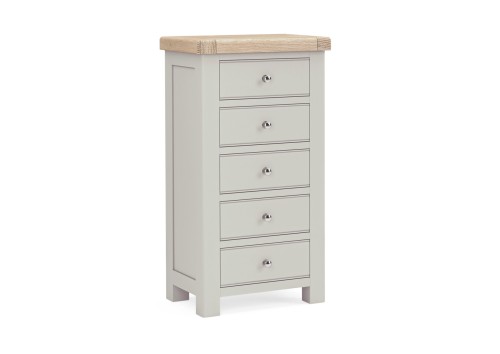 Hexham 5 Drawer Grey & Oak Tallboy Chest