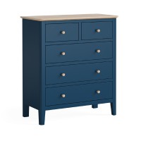 Lincoln 2 Over 3 Drawer Blue & Oak Chest
