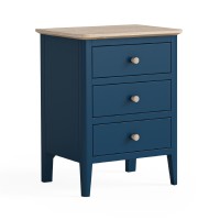 Lincoln 3 Drawer Blue & Oak Bedside Chest
