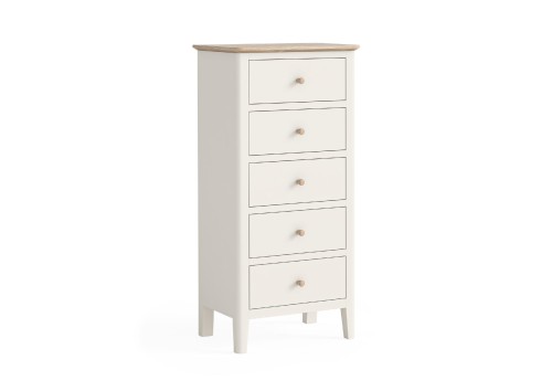 Lincoln 5 Drawer White & Oak Tallboy Chest