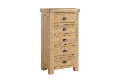 Ludlow 5 Drawer Oak Tallboy Chest