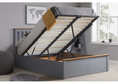 Sicily 5'0" King Size Grey + Oak Wooden Ottoman Bed 
