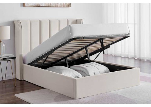 Pisa 5'0" King Size Winged Ottoman Bed In Natural