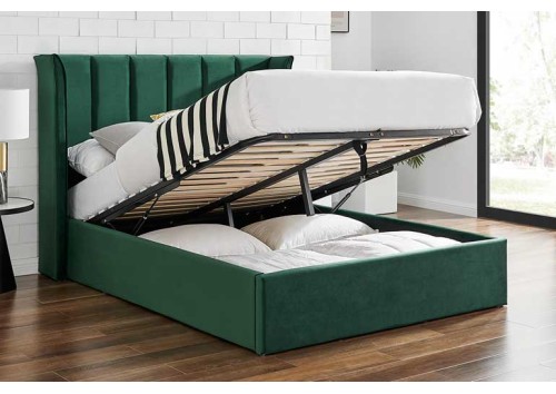 Pisa 5'0" King Size Winged Ottoman Bed In Green