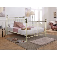 Seville 4'6" Double Cream & Antique Brass Bed Frame Seville 4'6" Double Cream & Antique Brass Bed Frame