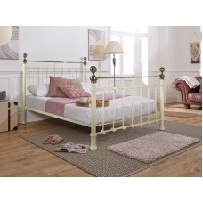 Seville 4'6" Double Cream & Antique Brass Bed Frame Seville 4'6" Double Cream & Antique Brass Bed Frame