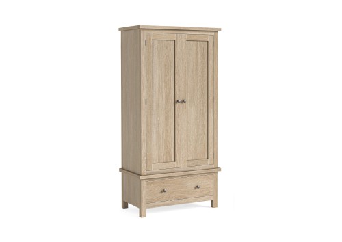 Stamford 2 Door 1 Drawer Gents Oak Wardrobe