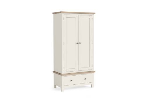 Stamford 2 Door 1 Drawer White Gents Wardrobe
