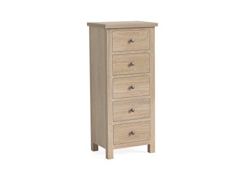 Stamford Oak 5 Drawer Tallboy Chest