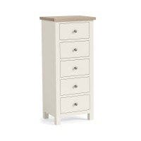 Stamford White & Oak 5 Drawer Tallboy Chest