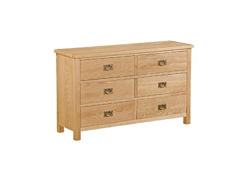 Taunton 6 Drawer Wide Oak Chest