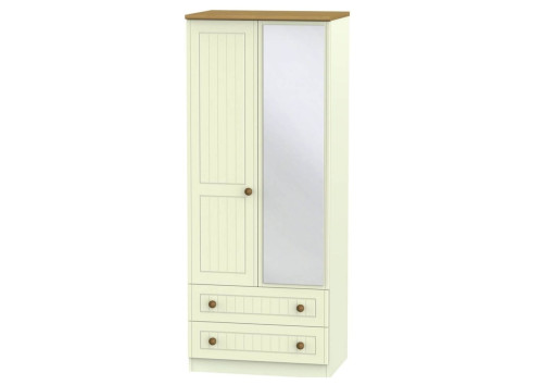 Leo  2 Door 2 Drawer Mirror Tall Wardrobe