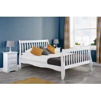 Lynmouth 4'6" Double Size White Sleigh Bed 