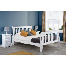 Lynmouth 4'6" Double Size White Sleigh Bed 
