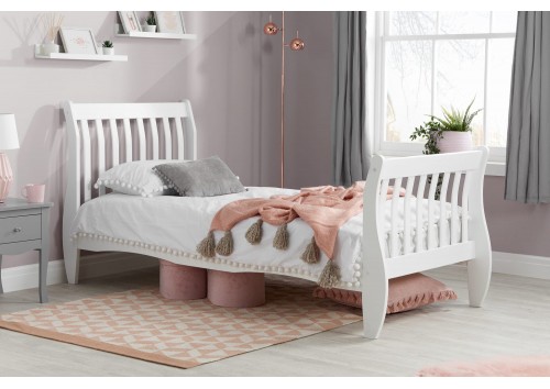 Lynmouth 3'0" Single Size White Sleigh Bed 